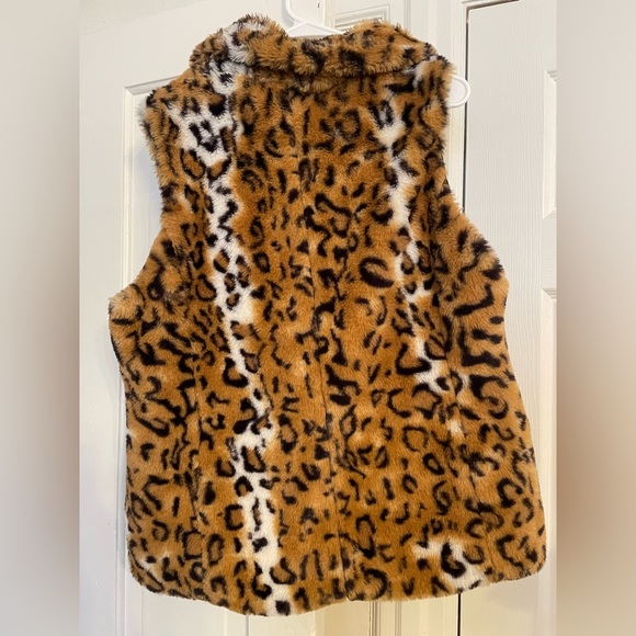 MARC NEW YORK faux fur leopard print vest Sz L - Picture 7 of 8